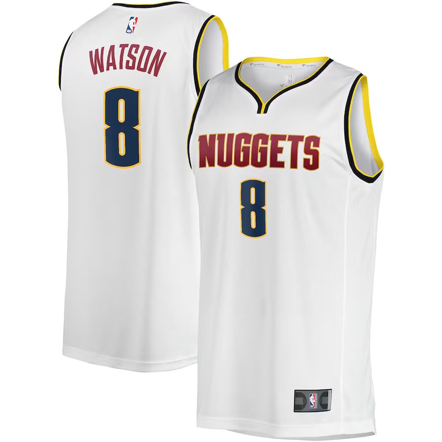Men Denver Nuggets #8 Peyton Watson Fanatics Branded White Fast Break Player NBA Jersey